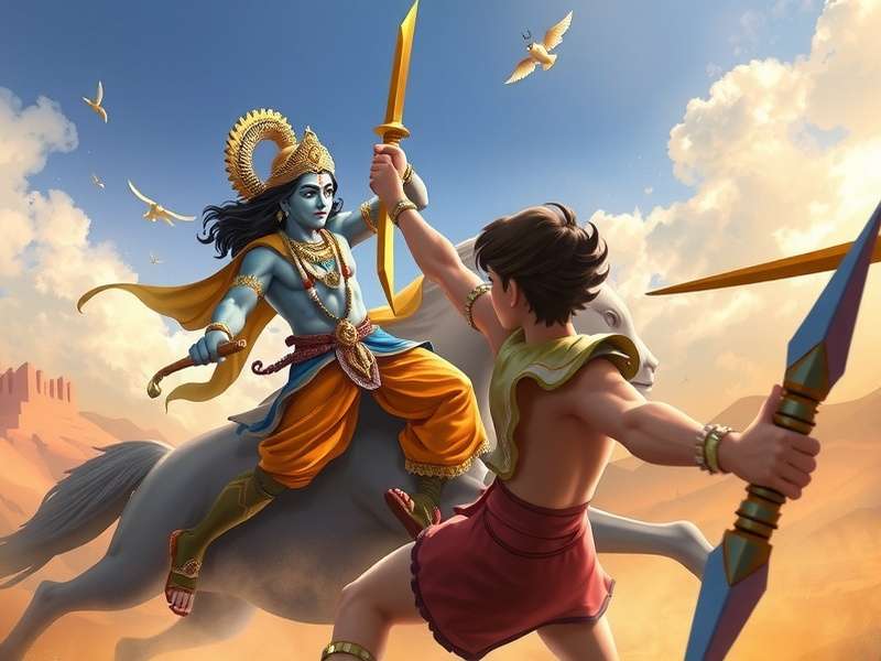 Divine Leela Of Krishna Battle Scene